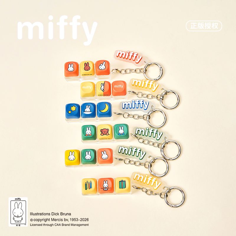Miffy Keycap Keychain — all six designs, detail photo